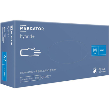 Mercator Hybrid+ Rękawiczki jednorazowe winylowo-nitrylowe bezpudrowe M 100 sztuk  Niebieskie