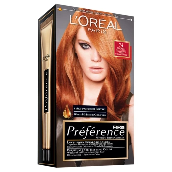 L'Oreal Paris Feria Preference Farba do włosów 74 Mango Intensywna Miedź