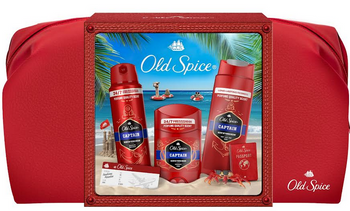Zestaw prezentowy Old Spice Capitan Xmass Dezodorant w sztycie 50 ml + Dezodorant w sprayu 150 ml + Żel pod prysznic 250 ml + Kosmetyczka