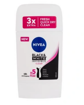 Nivea Woman Black & White Invisible Clear  Antyperspirant dla kobiet w sztyfcie 50 ml