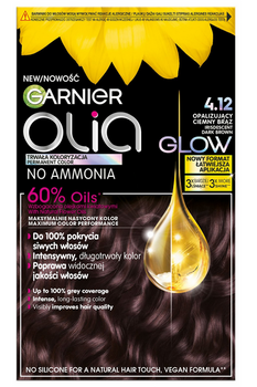 Garnier Olia Farba do włosów 4.12 Opalizujący Ciemny Brąz