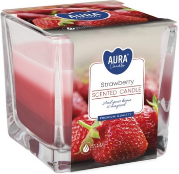 Bispol Świeca zapachowa w szkle trójkolorowa 170 g Truskawka