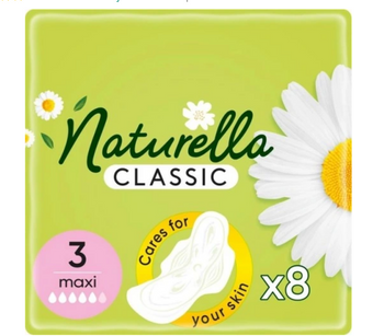 Naturella Classic Maxi  Podpaski o zapachu rumianku i skrzydełkami  8 szt