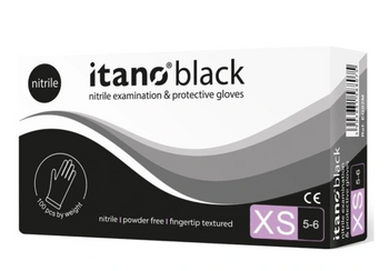 Itano Black Rękawiczki nitrylowe bezpudrowe XS 100 szt  Czarne