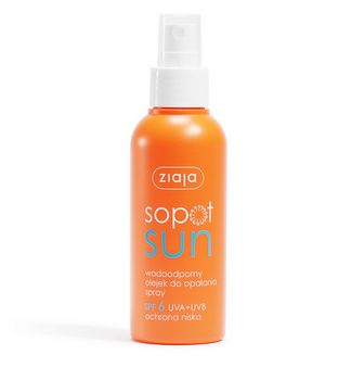 Ziaja Sopot Sun wodoodporny Olejek do opalania spray SPF 6 UVA + UVB ochrona niska 125ml
