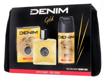 Denim Gold Zestaw prezentowy  dla mężczyzn Woda po goleniu + Dezodorant + Kosmetyczka