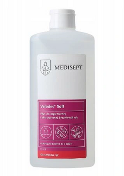 Medisept Velodes Soft Alkoholowy Płyn do higienicznej i chirurgicznej dezynfekcji dłoni i skóry 1 L