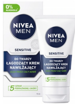 Nivea Men Sensitive Nawilżający łagodzący Krem do twarzy dla mężczyzn 75 ml
