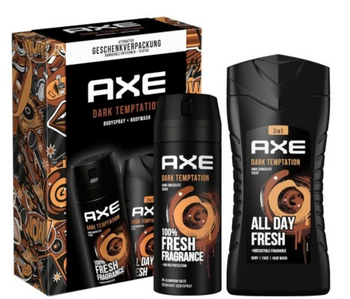 AxeDark Temptation  Zestaw prezentowy męski Deo spray 150 ml + Żel 250 ml