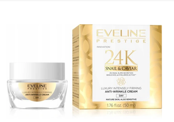 Eveline Prestige 24k Snail&Caviar Anti-Wrinkle Cream Day luksusowy intensywnie ujędrniający Krem ​​przeciwzmarszczkowy na dzień 50ml